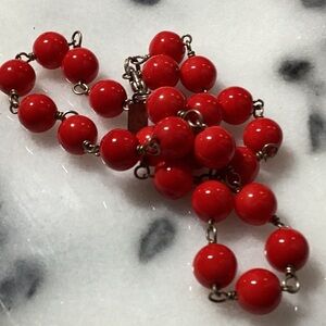 Red glass bead necklace